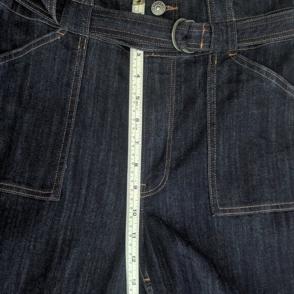 Express Dark Wash Denim Wide Leg Super High Rise Stretch Jean Size 6 Long - Picture 13 of 15